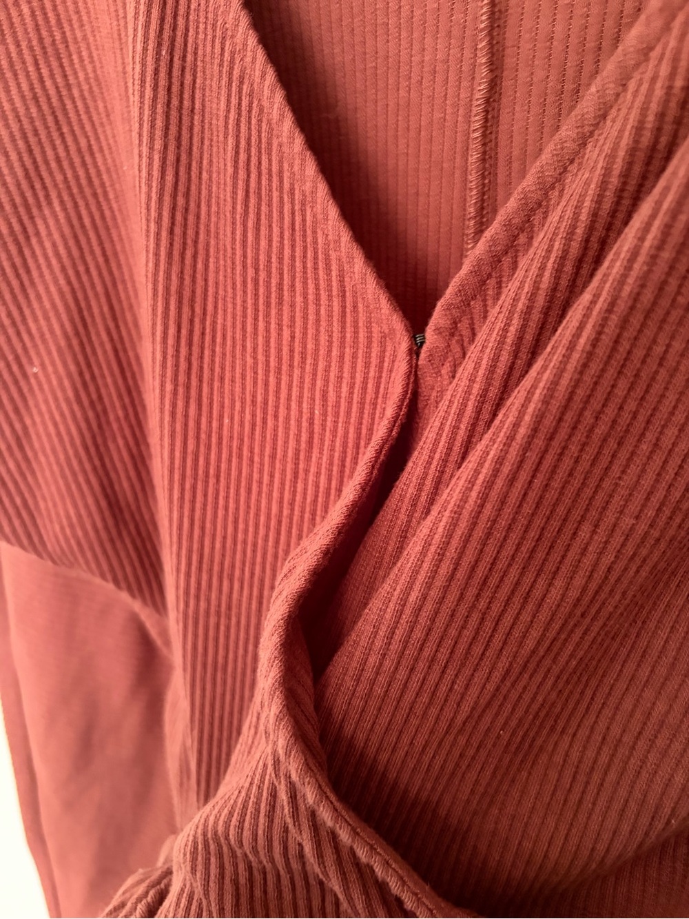 Socialite Ribbed Wrap-Front Dress in Rust - Picture 3 of 7